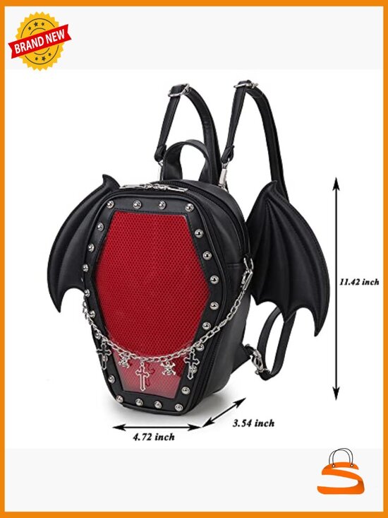 Gothic Coffin Shape Ita Backpack with Removable Insert for Pins main image 4